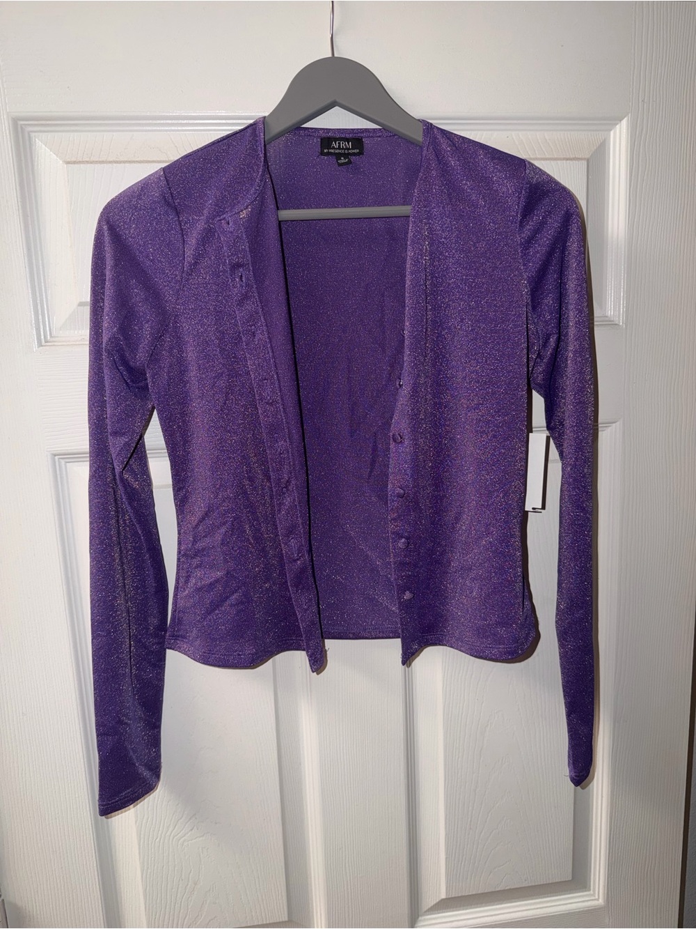 AFRM Purple Sparkle Open-Front Women's Cardigan